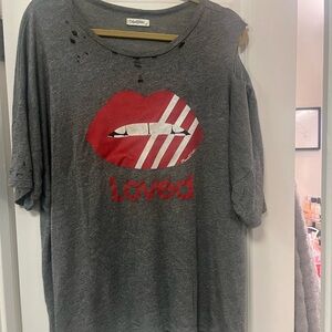 Lauren Moshi cold shoulder top with holes .sizeXL good condition